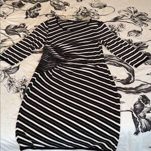 Spense Monochrome Striped sweater dress